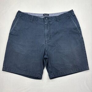 Nautica Chino Shorts Mens Size 38 Navy Blue 100% Cotton Flat Front Casual Golf